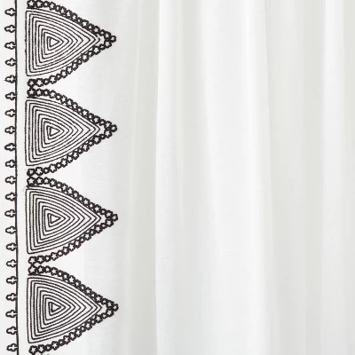 1pc Light Filtering Diamond Border Window Curtain Panel White - Opalhouse™ Designed With Jungalow™ 5 1pc Light Filtering Diamond Border Window Curtain Panel White - Opalhouse™ Designed With Jungalow™ - Image 3