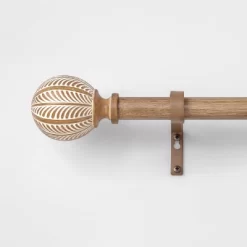 Carved Light Woodtone Ball Curtain Rod Natural - Opalhouse™ -Opalhouse GUEST 7e070734 076e 44dc 94e6 de22767e0af4