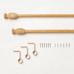 Pineapple Faux Wood Curtain Rod Natural Wood - Opalhouse™ Designed With Jungalow™ -Opalhouse GUEST b565e685 bbc8 405f abbe 297780442d88