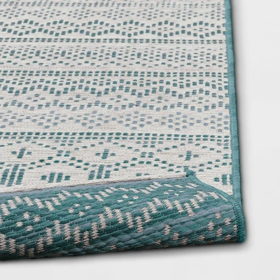 5' X 7' Tapestry Woven Outdoor Rug Aqua - Opalhouse™ 5 5' X 7' Tapestry Woven Outdoor Rug Aqua - Opalhouse™ - Image 3